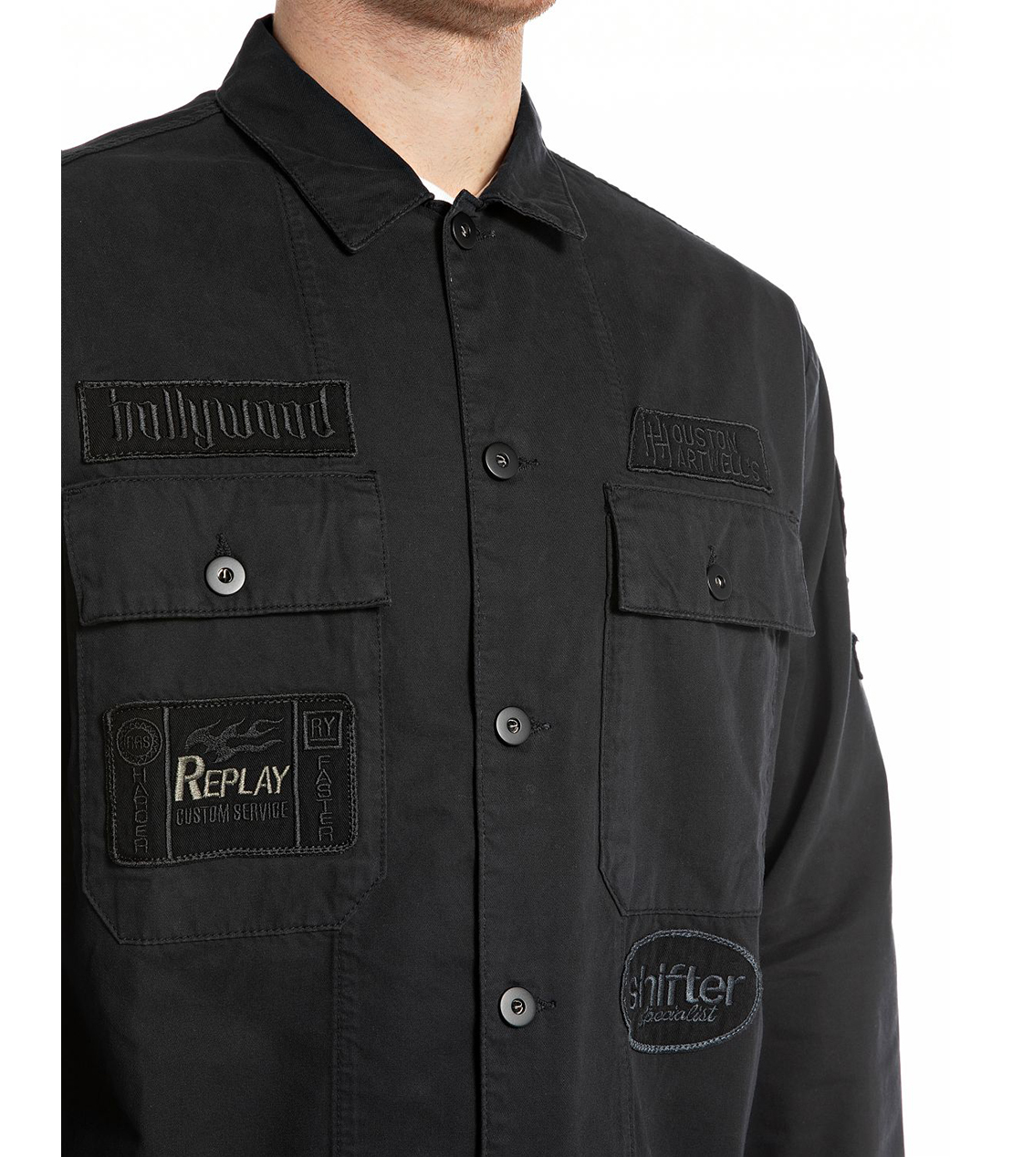 パッチ付きレギュラーフィットARMYジャケット 詳細画像 ブラック 3